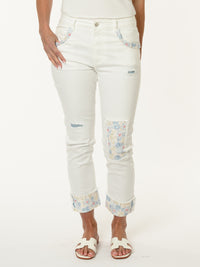 Jeans blanc avec patchwork