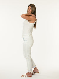 Jeans blanc avec patchwork