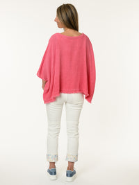 Chandail fuchsia avec bas effiloché