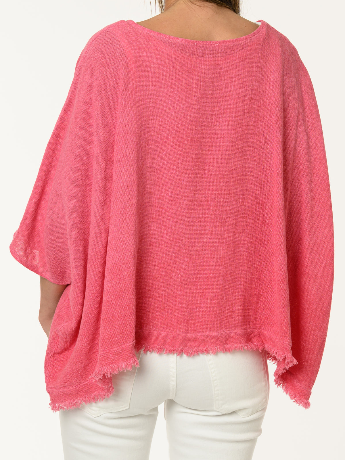 Chandail fuchsia avec bas effiloché