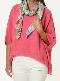 Chandail fuchsia avec bas effiloché