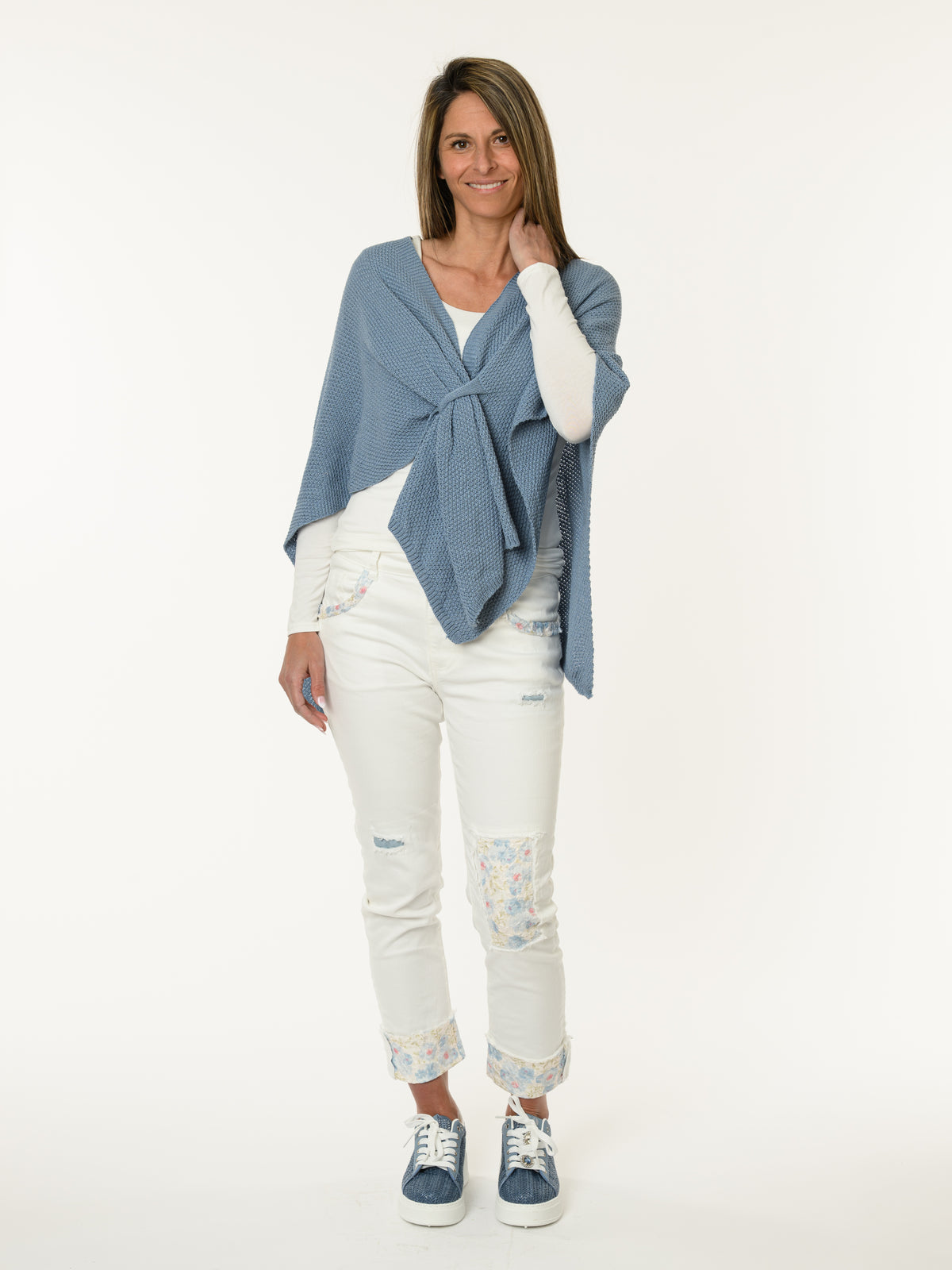 Veste en mailles bleu jean