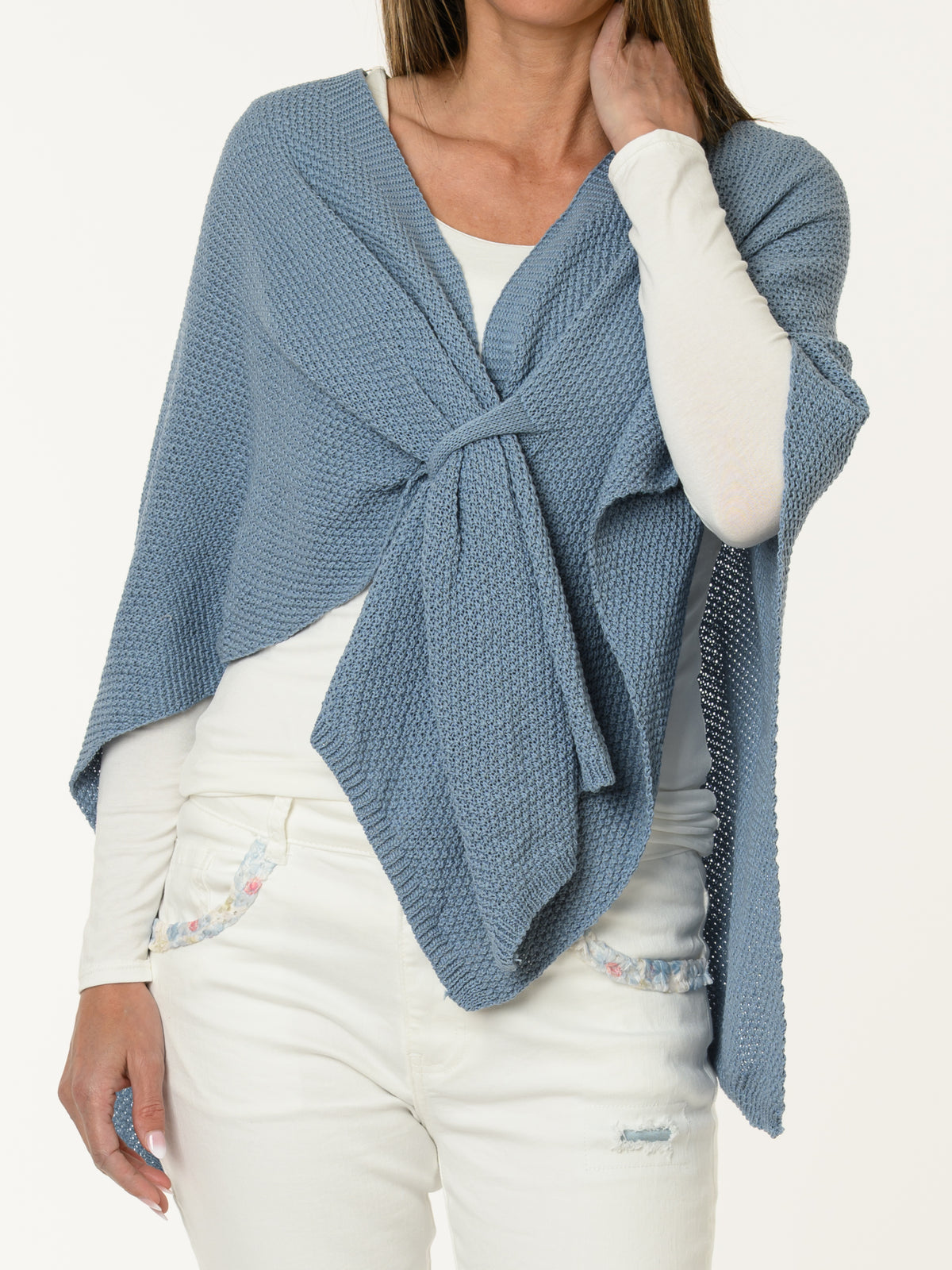 Veste en mailles bleu jean