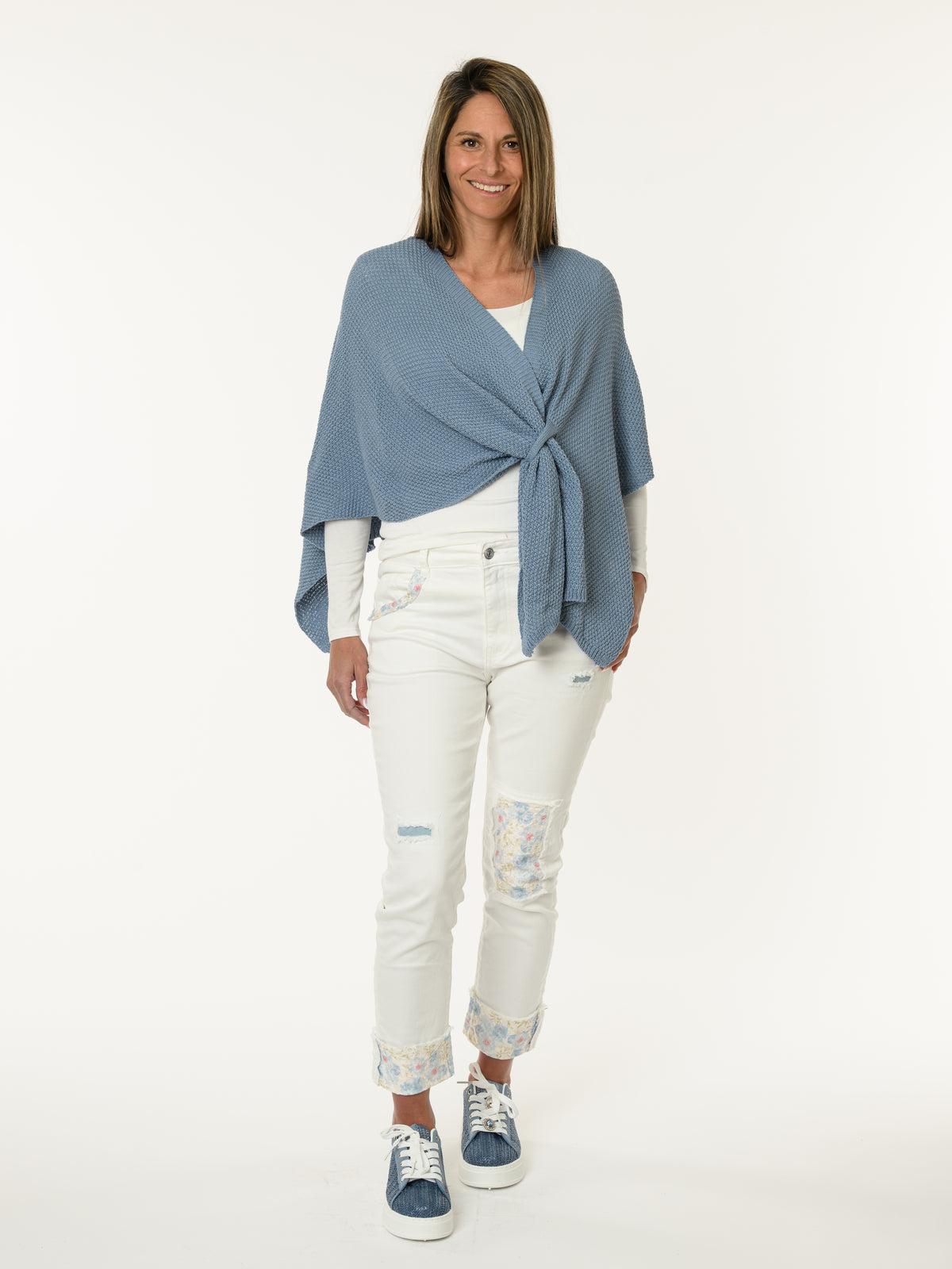 Veste en mailles bleu jean