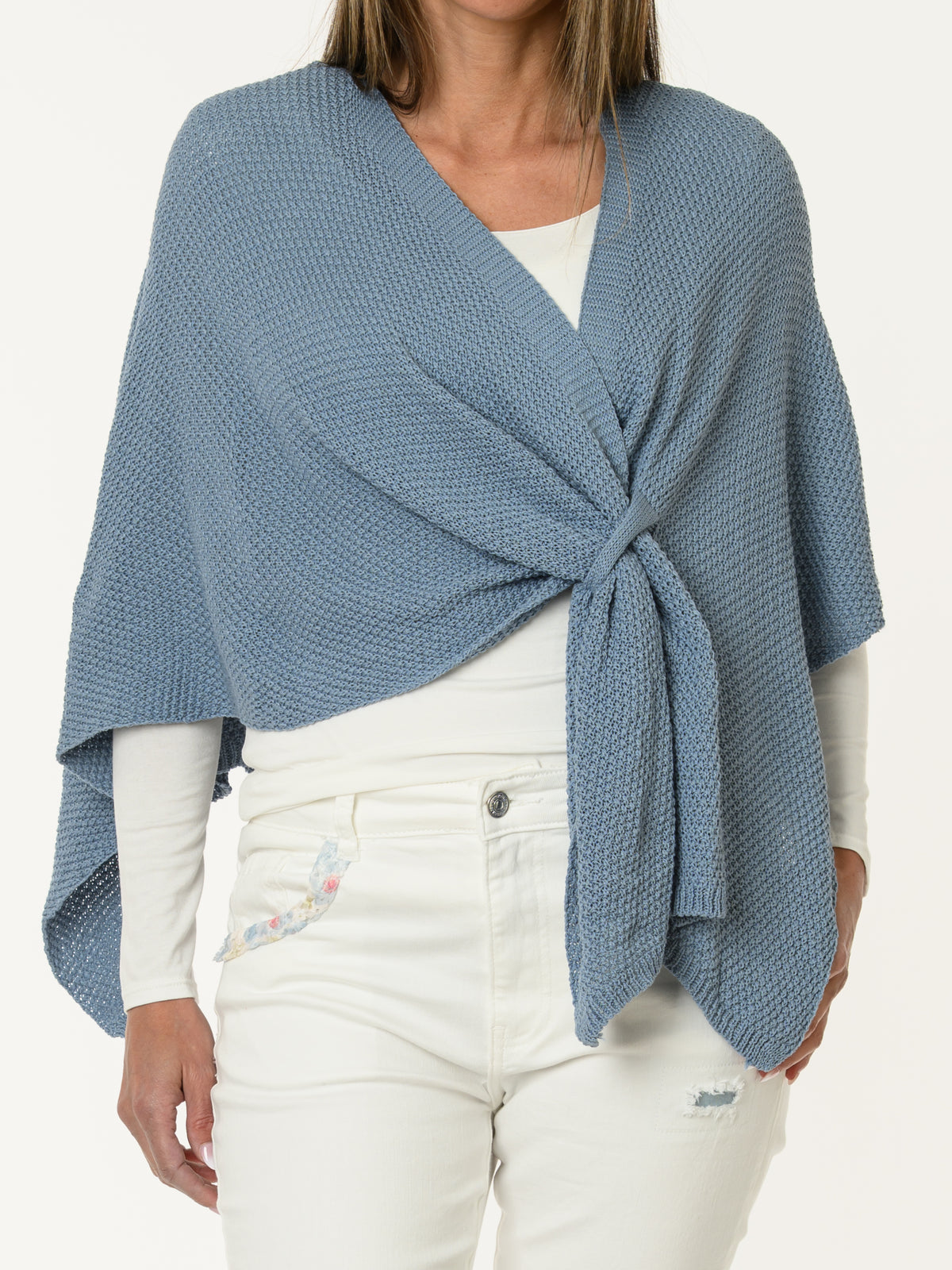 Veste en mailles bleu jean