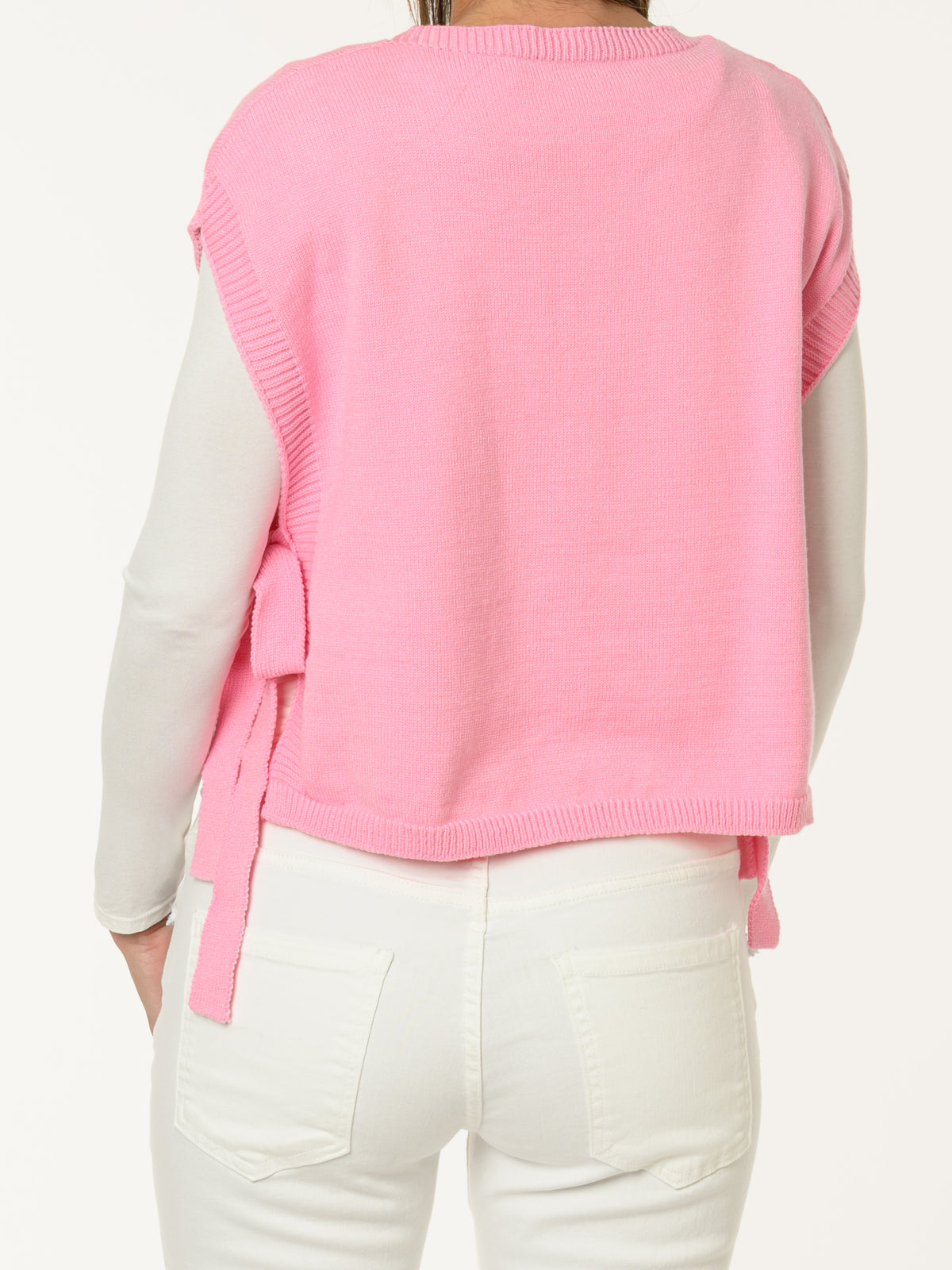 Débardeur rose pâle avec lacets sur les côtés