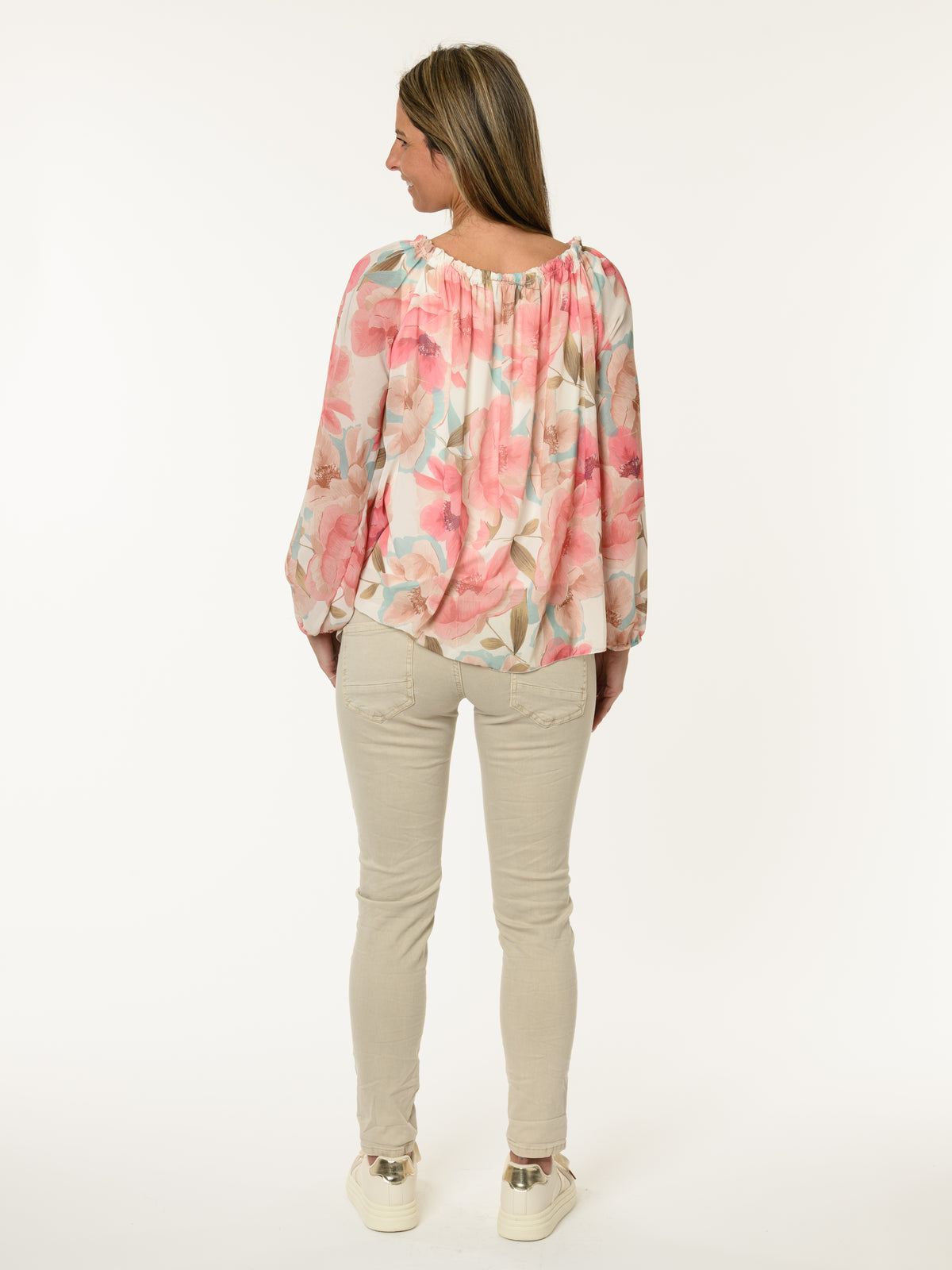 Blouse romantique avec imprimé de fleurs roses