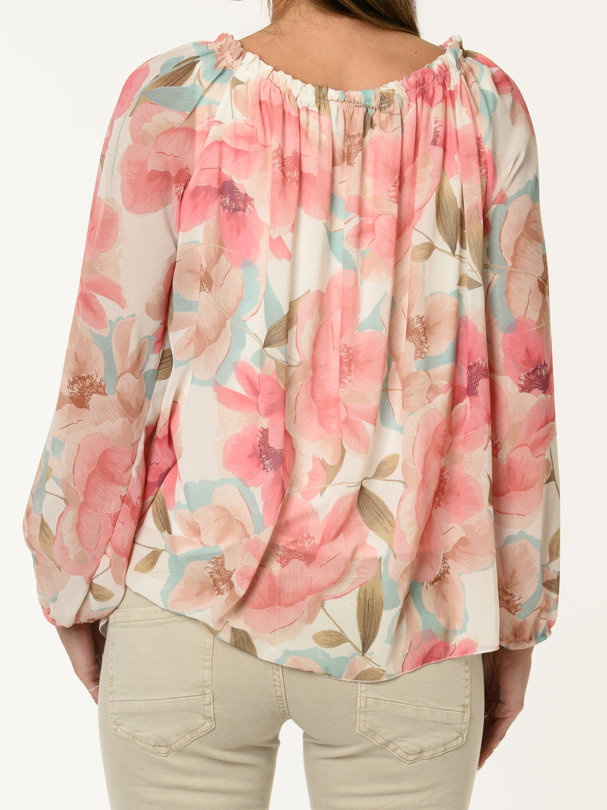 Blouse romantique avec imprimé de fleurs roses