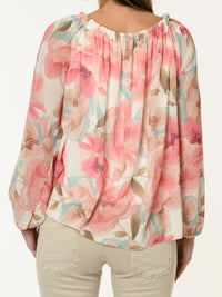 Blouse romantique avec imprimé de fleurs roses