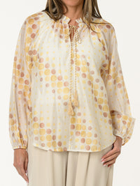 Blouse romantique à motifs de pois jaunes