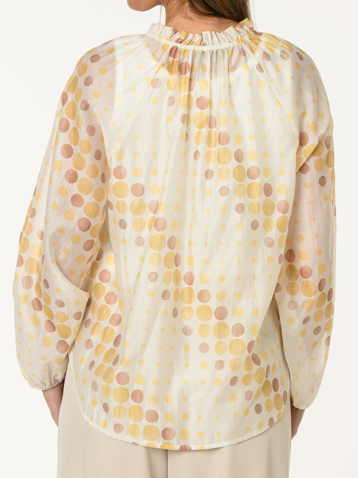 Blouse romantique à motifs de pois jaunes