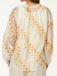 Blouse romantique à motifs de pois jaunes