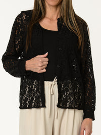 Chemise en dentelle noire à motifs floraux