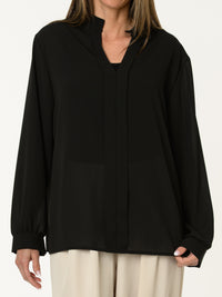 Blouse noire avec col mao