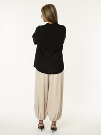 Blouse noire avec col mao