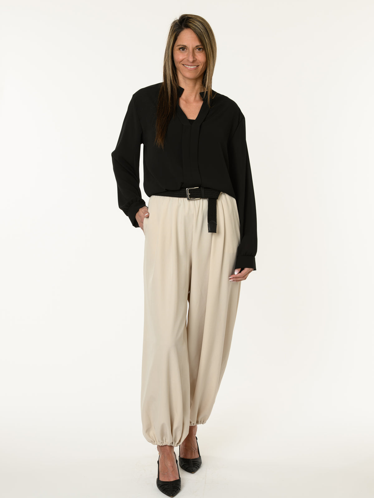 Blouse noire avec col mao