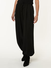 Pantalon génie noir avec plis français en avant