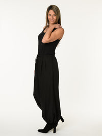 Pantalon génie noir avec plis français en avant