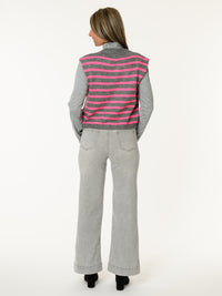 Débardeur rayé gris et fuchsia