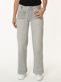 Jeans gris palazzo avec poches appliquées