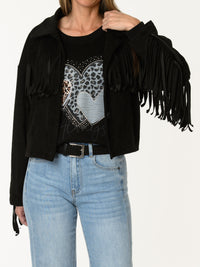 Veste noire avec franges