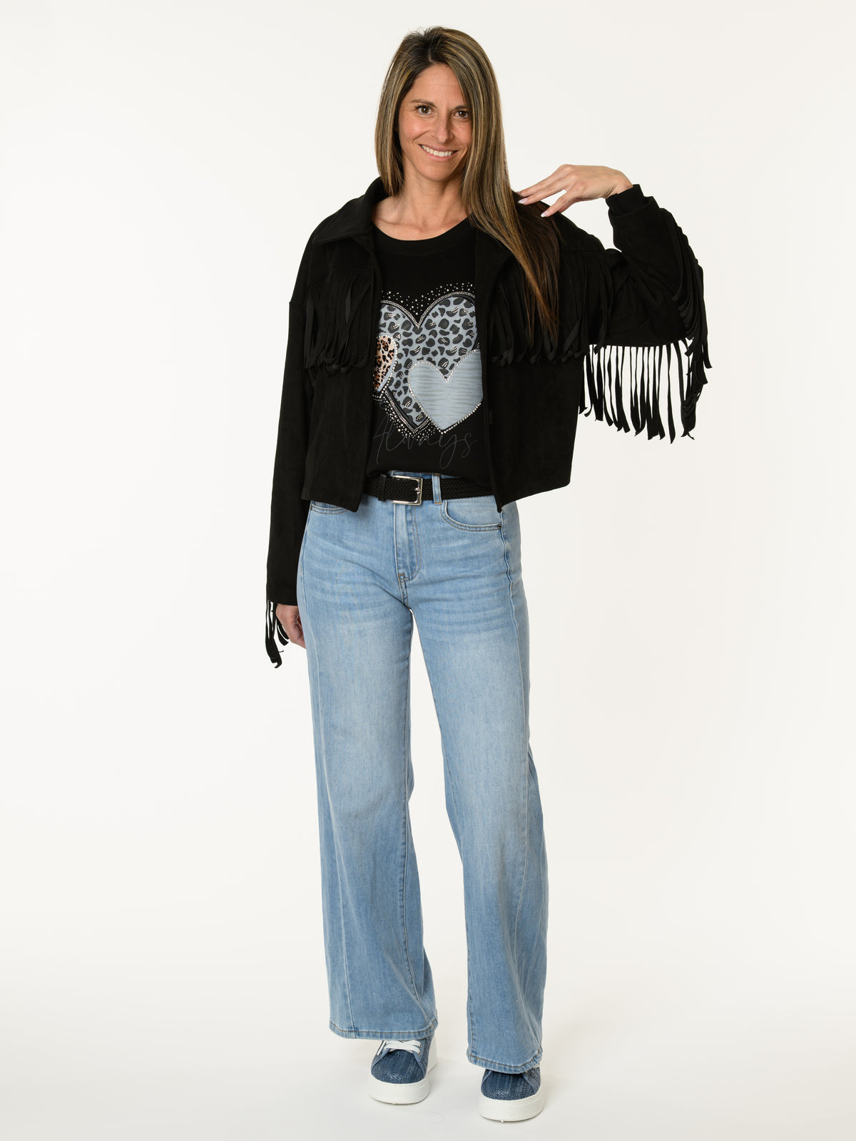 Veste noire avec franges