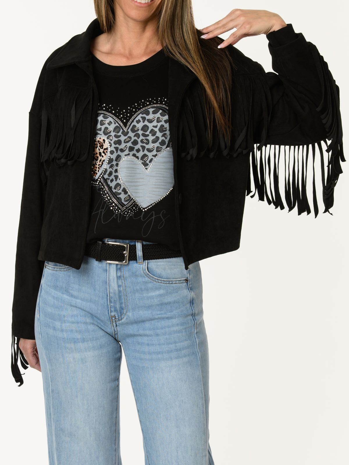 Veste noire avec franges