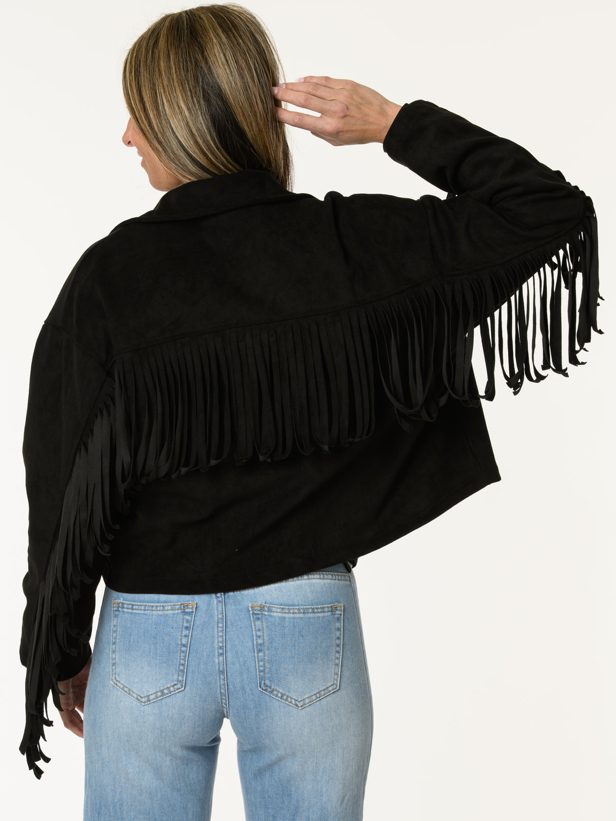 Veste noire avec franges