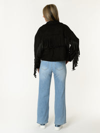 Veste noire avec franges