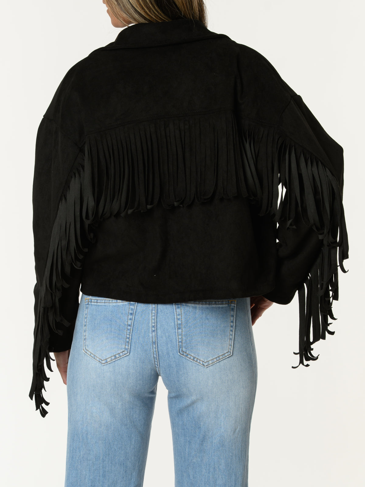 Veste noire avec franges