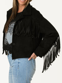 Veste noire avec franges