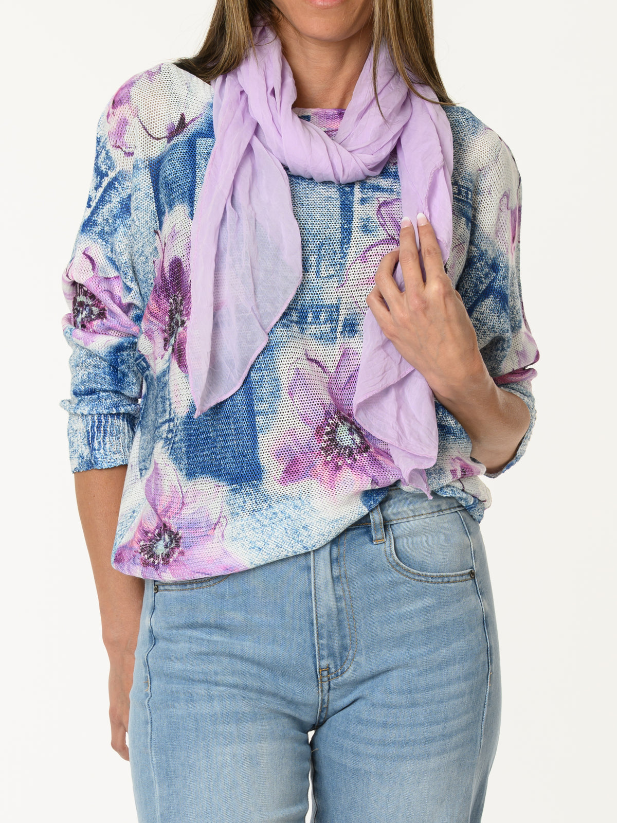Foulard lilas léger 20% soie