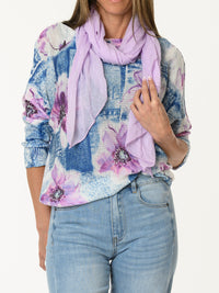 Foulard lilas léger 20% soie