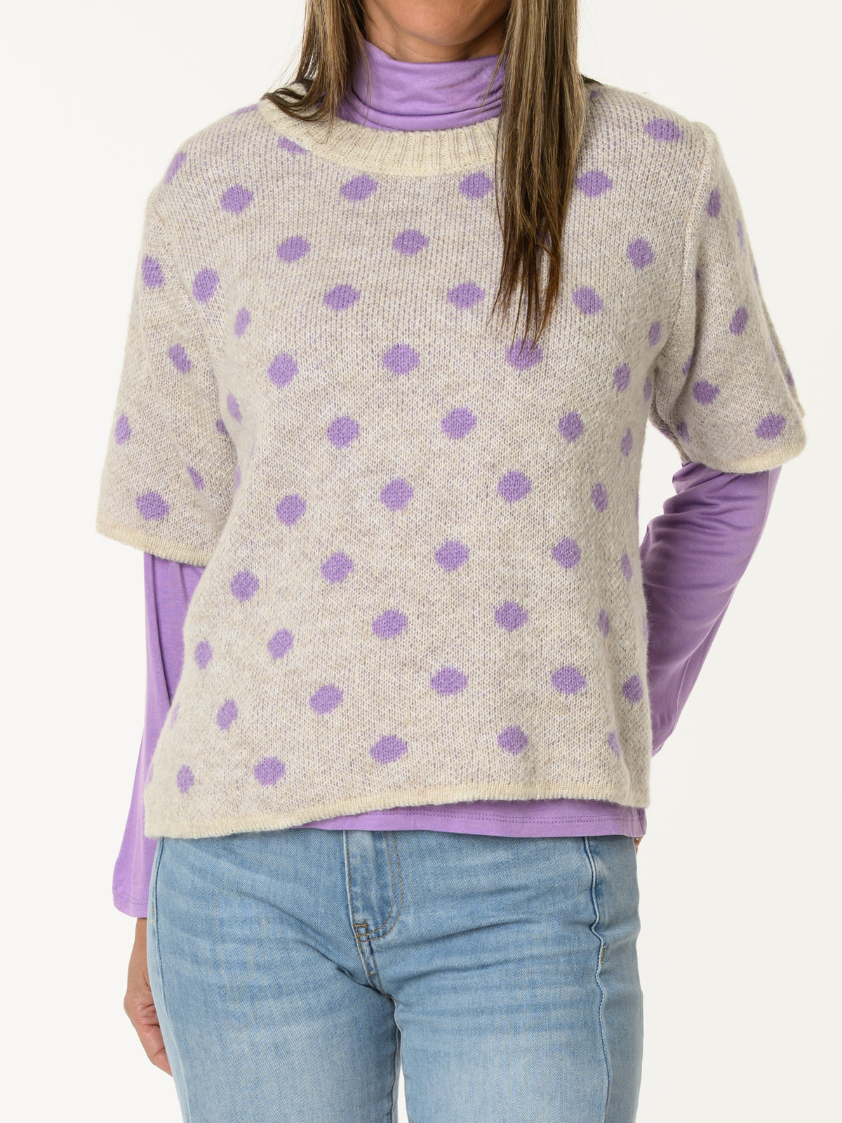 Chandail lilas à col roulé