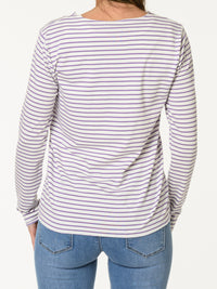 Chandail blanc avec rayures lilas