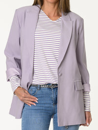 Chandail blanc avec rayures lilas