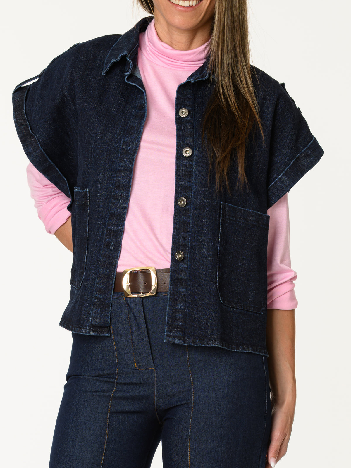 Chandail rose à col montant