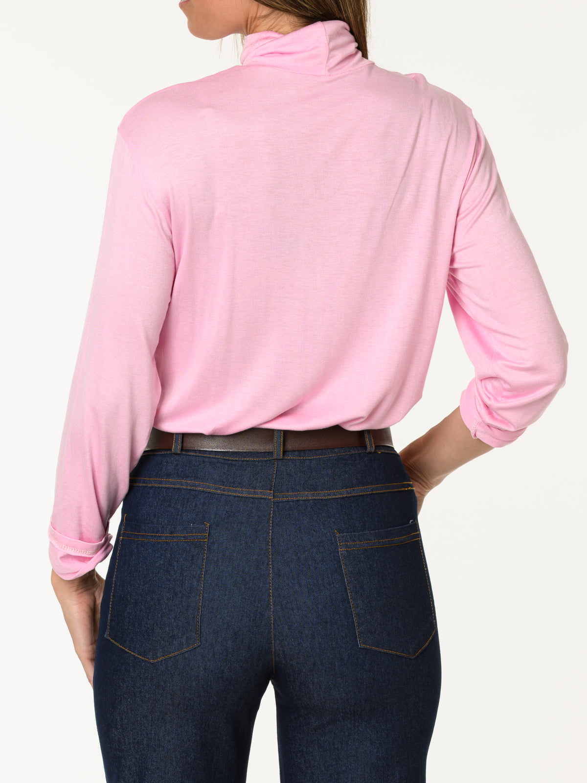 Chandail rose à col montant