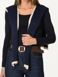 Châle marine et beige