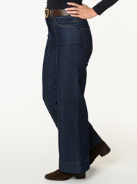 Jeans palazzo bleu foncé avec ceinture