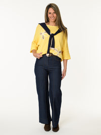 Châle marine et beige