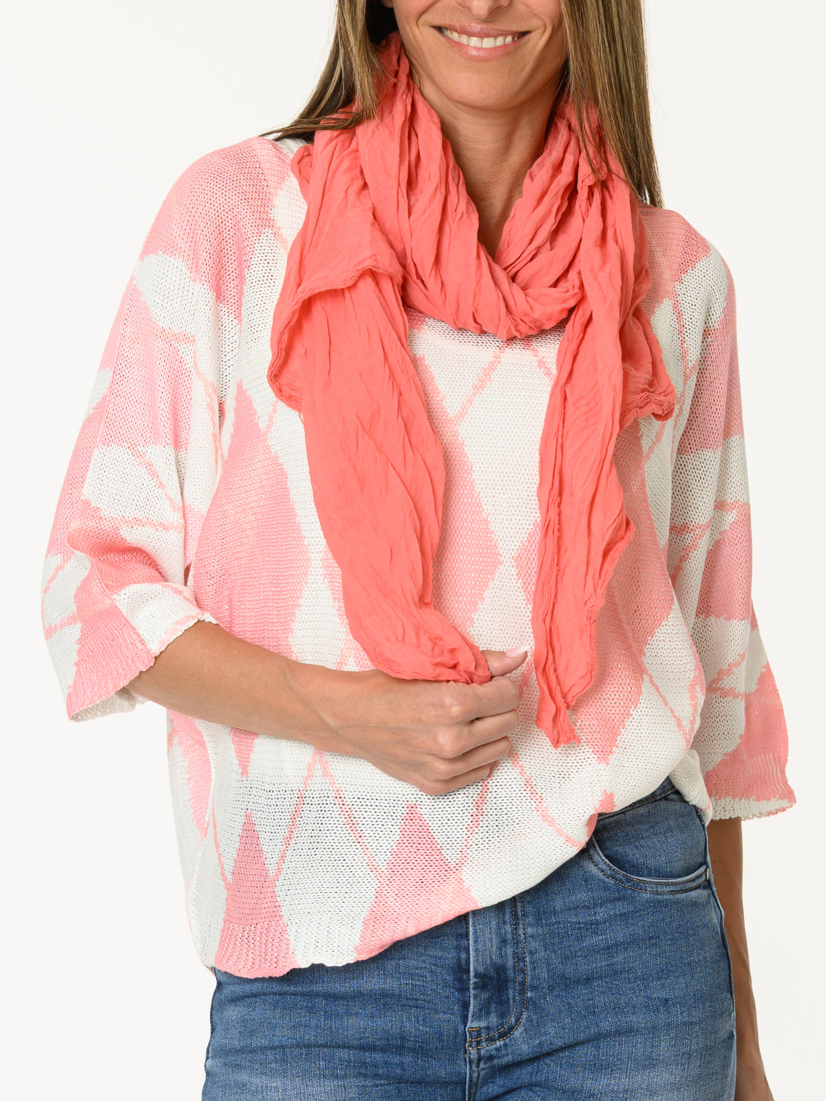 Foulard corail uni 100% coton