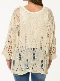 Chandail en crochet beige uni style bohème