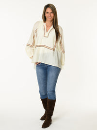 Blouse blanc crème avec broderie