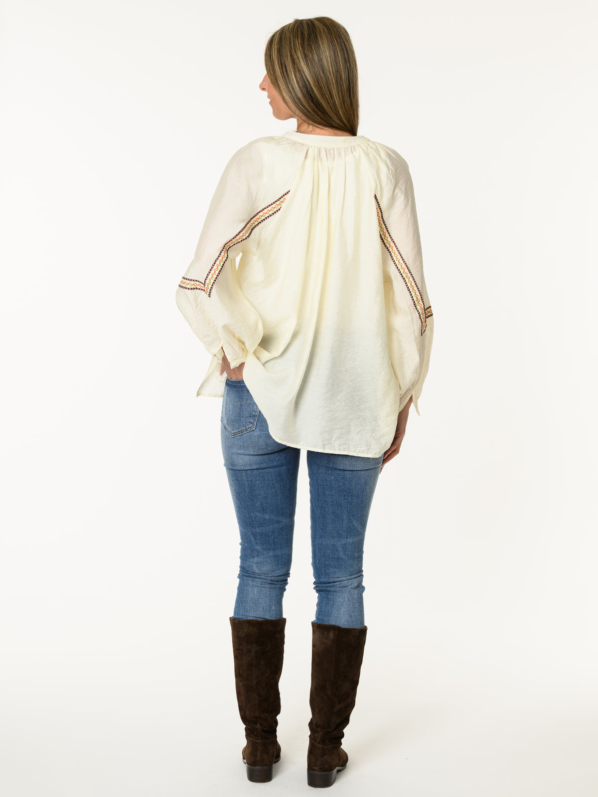 Blouse blanc crème avec broderie