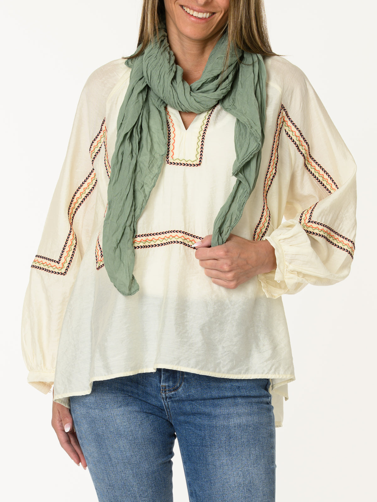 Blouse blanc crème avec broderie