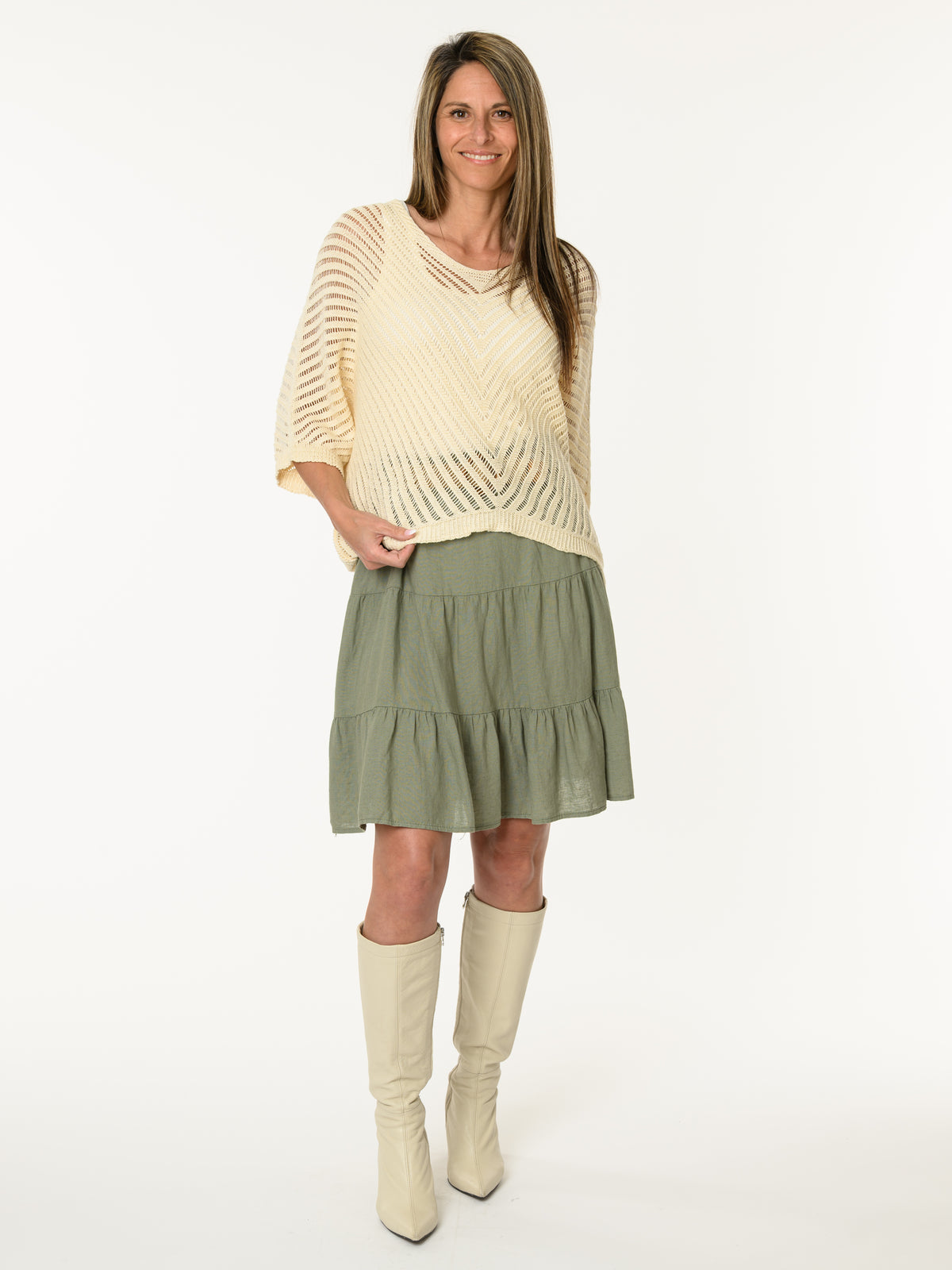 Chandail en mailles beige crème