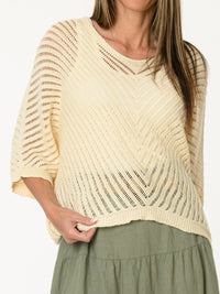 Chandail en mailles beige crème