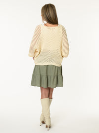 Chandail en mailles beige crème