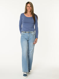 Chandail à manche longue bleu jean